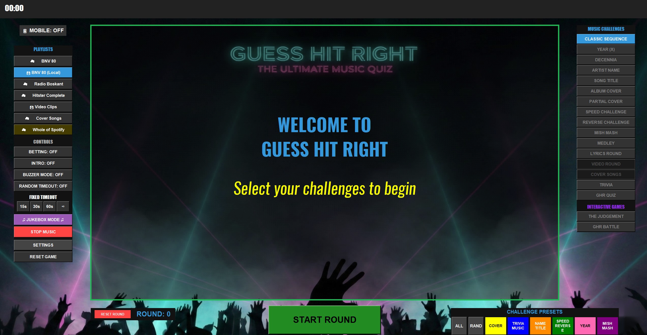 Guess Hit Right desktop main menu