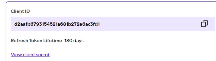 Client ID field with copy icon